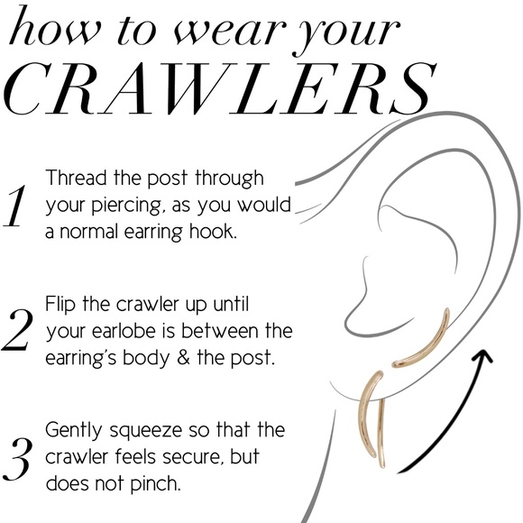 Tiny Spike Crescent Ear Crawler Stud Cuff Earrings - Picture 6 of 8